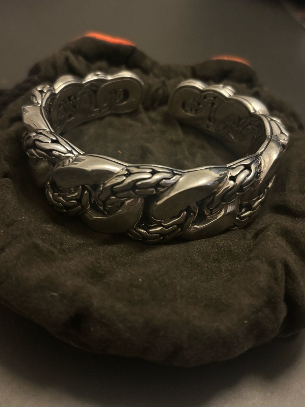 John Hardy Classic Chain Kick Cuff Bracelet Sterling Silver 925 89.18g w/Box